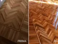 Parquet prima e dopo il trattamento: scopri come togliere la cera dal parquet verniciato per un risultato brillante e protetto.