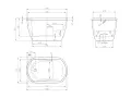 Disegno tecnico per l'installazione vasca da bagno freestanding. Dimensioni e dettagli costruttivi.