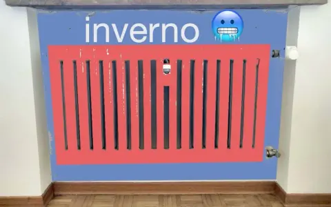 Termosifoni in nicchia o no? L'inverno è arrivato, ma questo radiatore rosso sembra congelato.