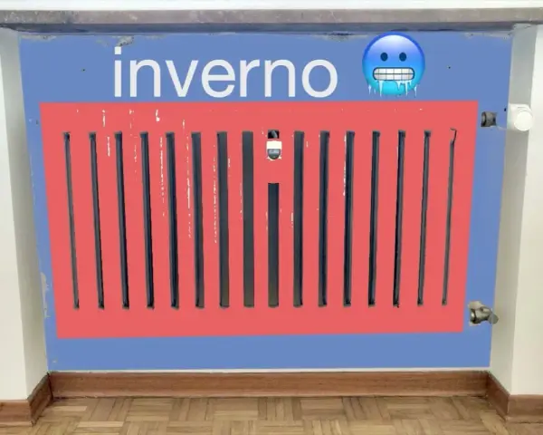 Termosifoni in nicchia o no? L'inverno è arrivato, ma questo radiatore rosso sembra congelato.