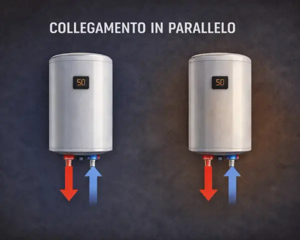 Due scaldabagni collegati in parallelo. Per 2 persone, quanti litri servono?