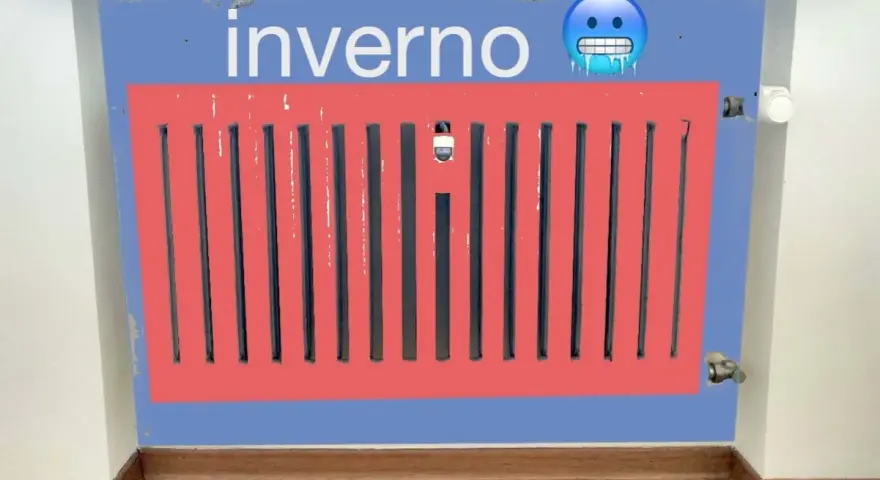 Termosifoni in nicchia o no? L'inverno è arrivato, ma questo radiatore rosso sembra congelato.