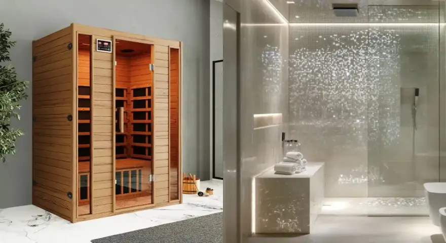 Sauna in legno e bagno turco moderno: due esperienze di benessere a confronto.
