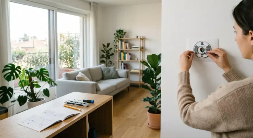 Installazione termostato smart. L'altezza termostato da terra è ideale per un controllo ottimale del clima domestico.