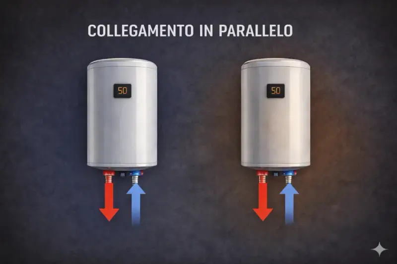 Due scaldabagni collegati in parallelo. Per 2 persone, quanti litri servono?